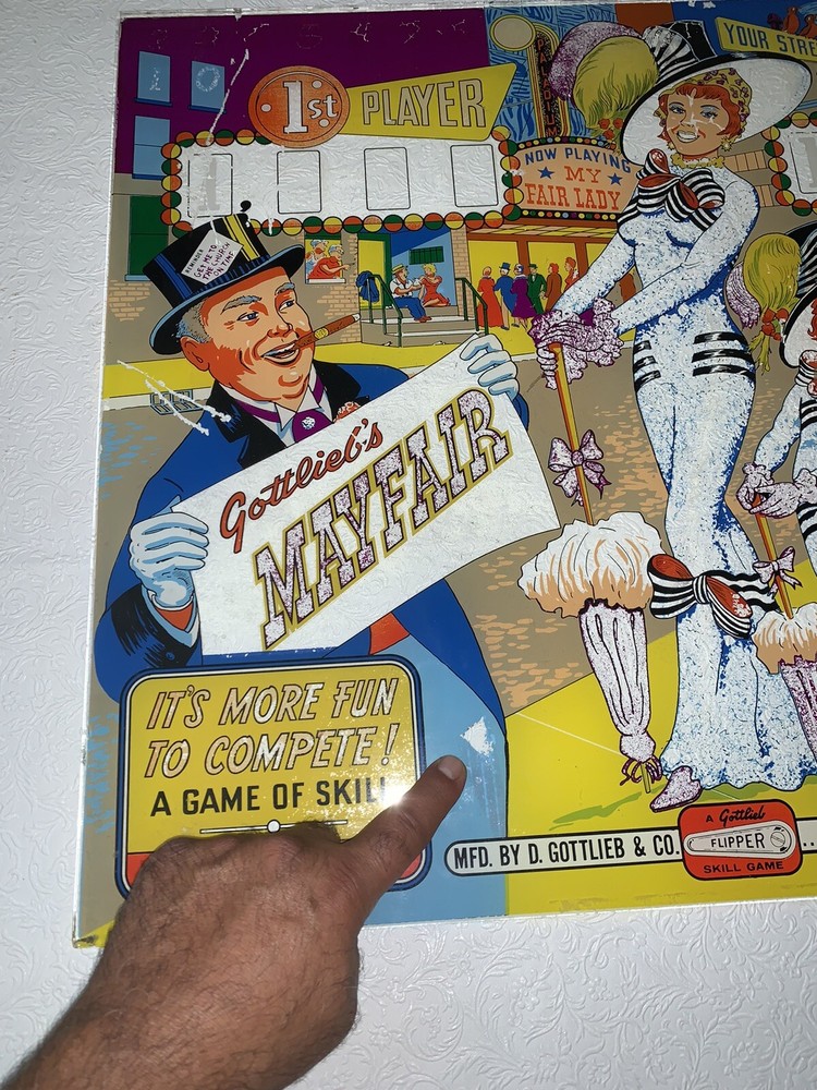 Gottlieb Mayfair pinball machine game Backglass