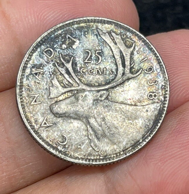 1938 Canada 25 Cents Silver Coin Great Condition High Value