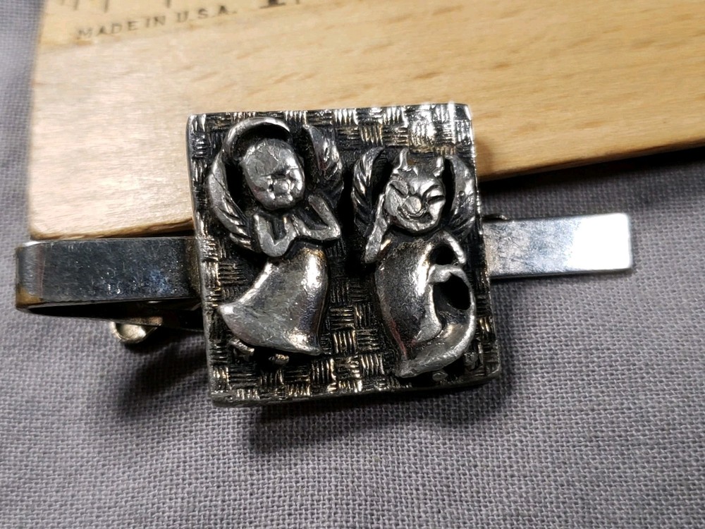 Vintage Tie Bar Tac Devil & Angel Gift B78