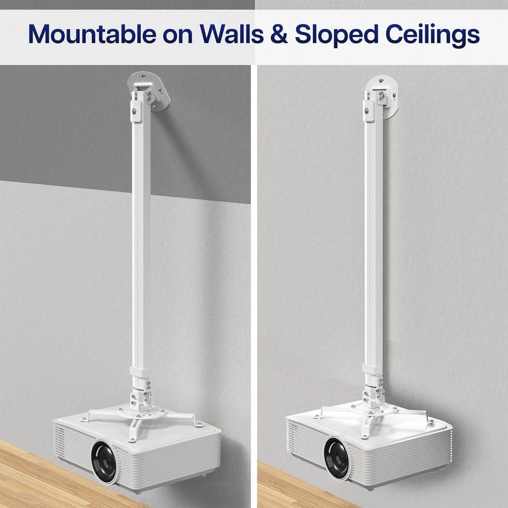 VIVO Universal White Tall Extending Projector Ceiling Mount, Height Adjustable