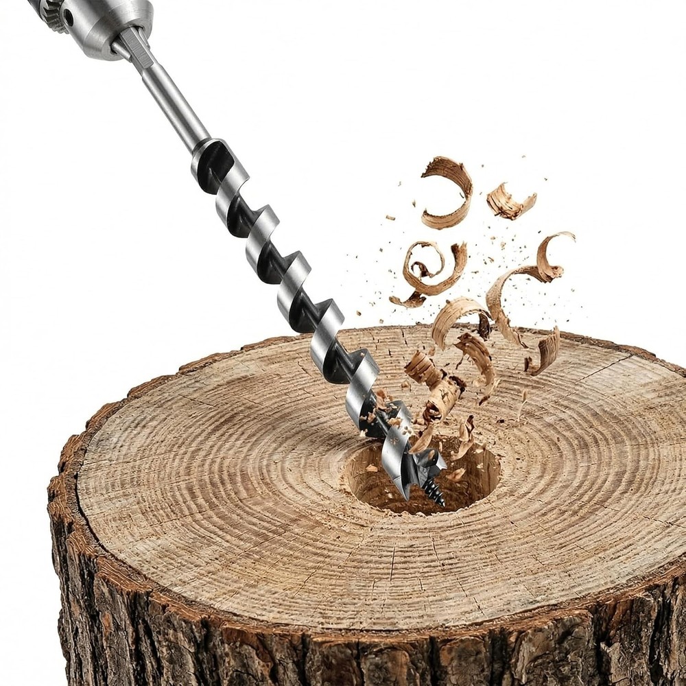 Versatile 1" x 12" Auger Drill Bit for Wood & Plastic - Self-Feeding Design