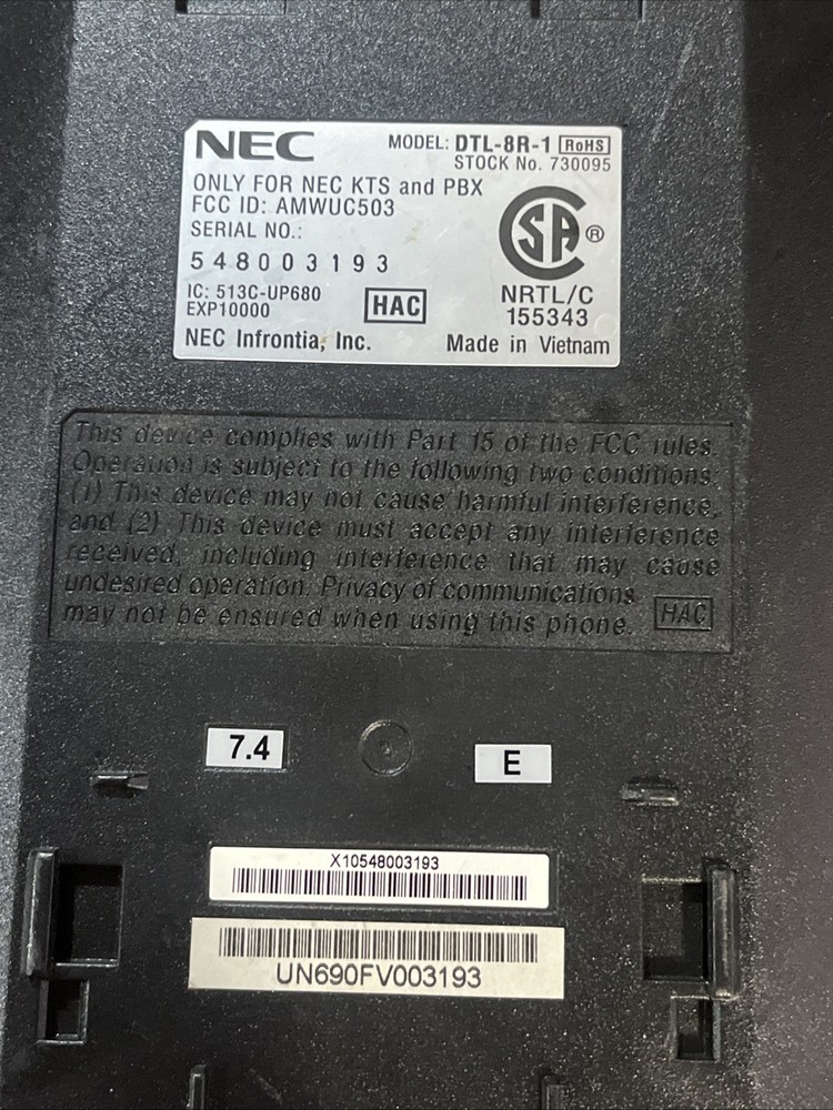 x2 NEC DTL-8R-1 PHONE SYSTEM DIGITAL BASE