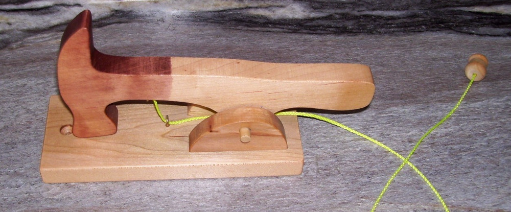 Handmade Wood Hammer Pull String Door Knocker