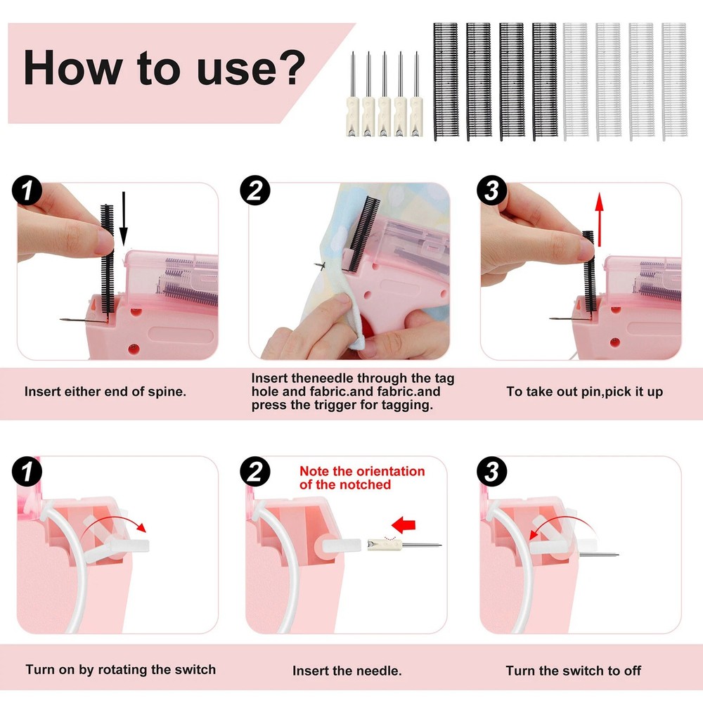 Sewing Gun Pink Effortless Fabric Fixing Smooth Operation with 2000 Glue Needles