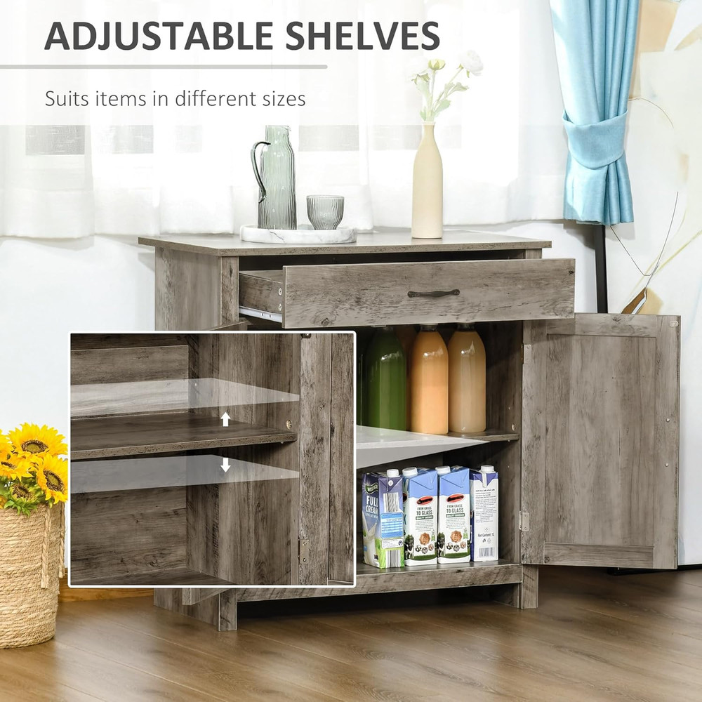 Rustic Farmhouse Sideboard Buffet Cabinet with Barn Doors and Adjustable Shelf