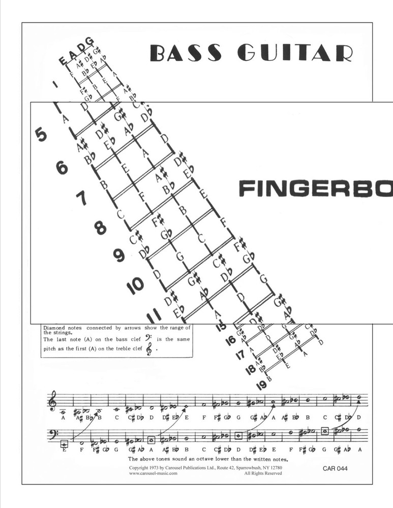 Bass Guitar Laminated Chart