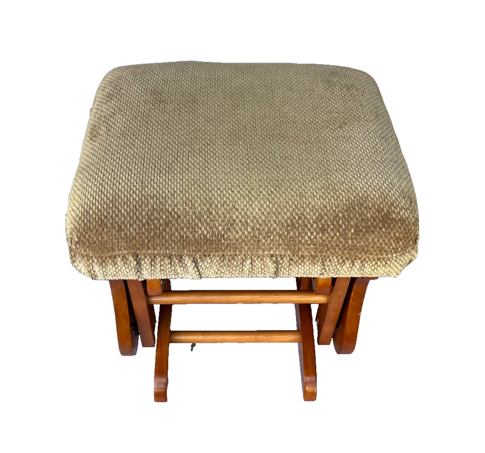Vintage Solid Wood Upholstered Swing Seat Stool Footstool - Nice!!
