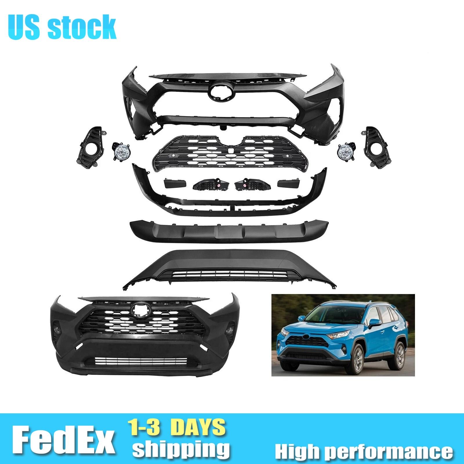 Complete Front Bumper Grille with Fog Lights Kit For 2019 - 2022 Toyota RAV4