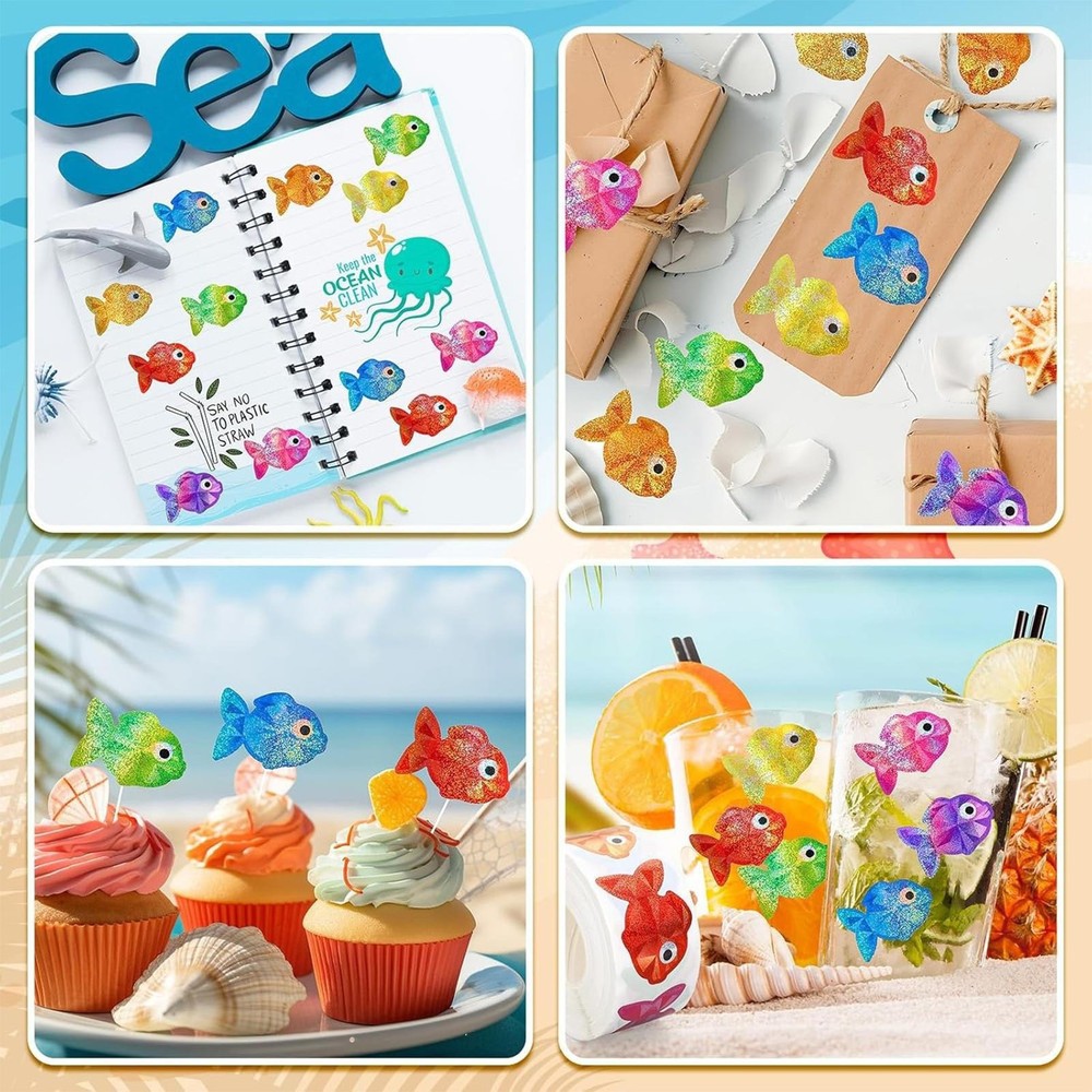 Fish Stickers 500 Sheets Assorted Fade-Proof Motivational Fish