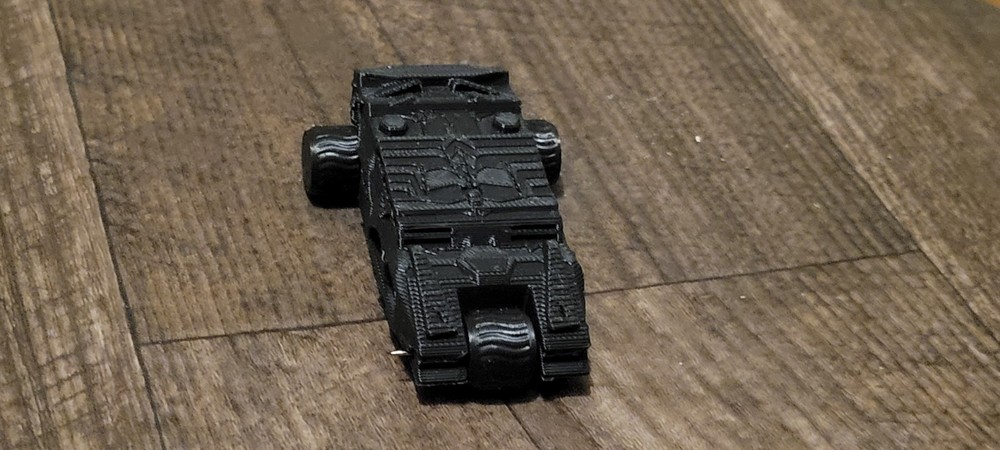 Apocalyptic, Dark Shadow Car With Wheels that roll. 3d printed 1/64 scale.