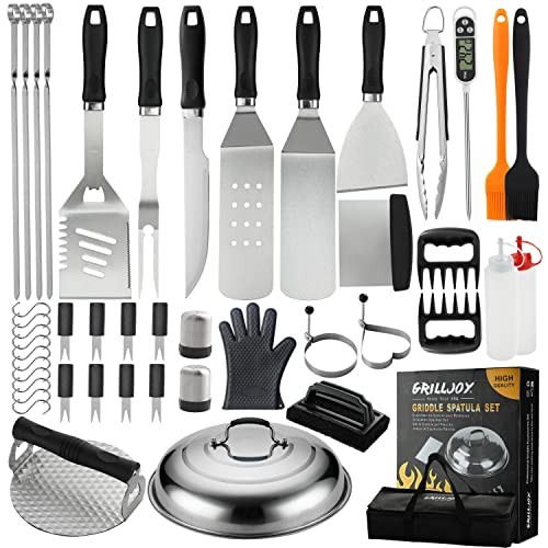 46PC Griddle Accessories Set with Robust Plastic Handle, All-in-One Griddle