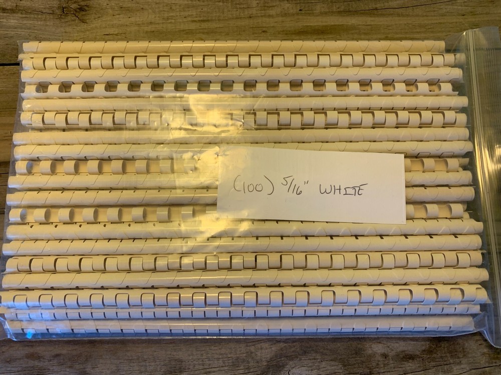 (100) 5/16" PLASTIC BINDING COMBS - "WHITE" *NEW