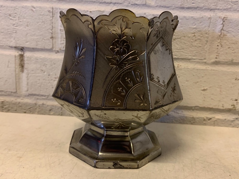 Vintage Simpson Hall Miller & Co. Silver Triple Plate Floral Decorated Vase