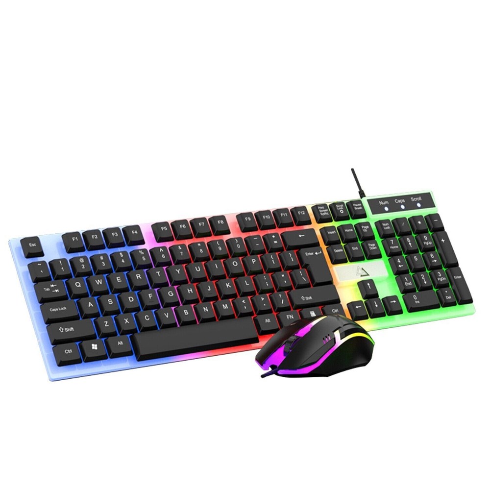 Gaming Keyboard And Mouse LED Light Backlit Mechanical Feel For Computer Desktop