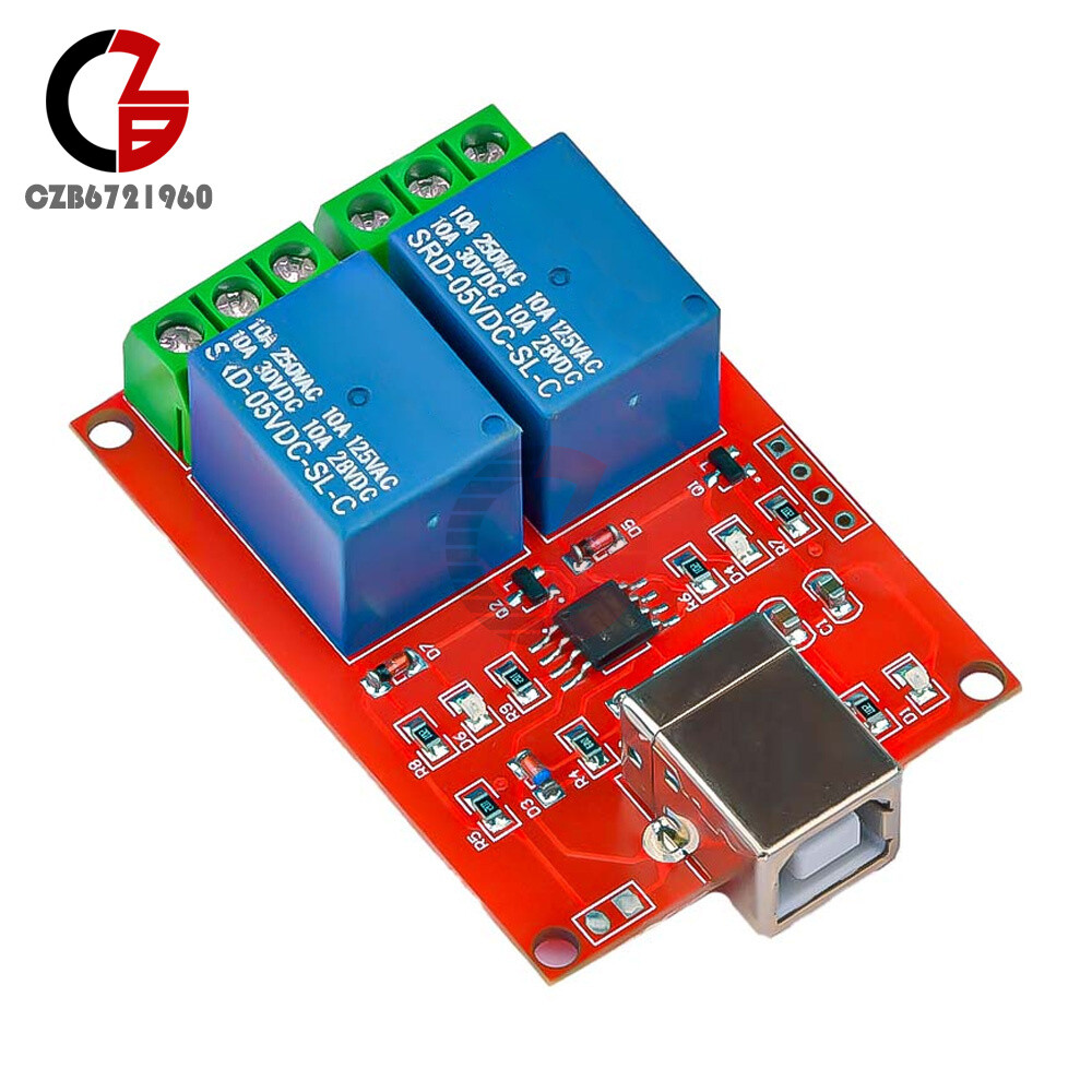 2 Channel USB Relay Module DC 5V Programmable Computer Control For Smart Home