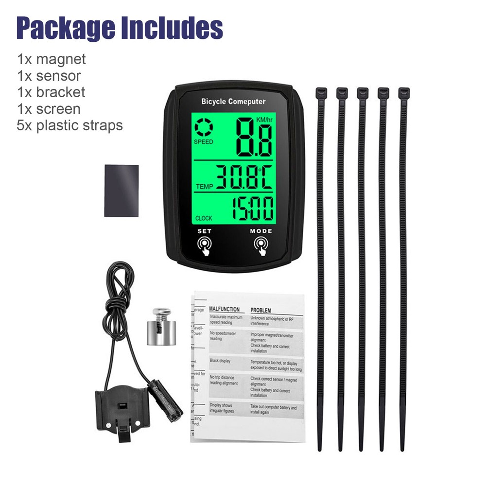 4X Bike Bicycle Speedometer Cycle Digital Odometer Computer Waterproof LCD Wired