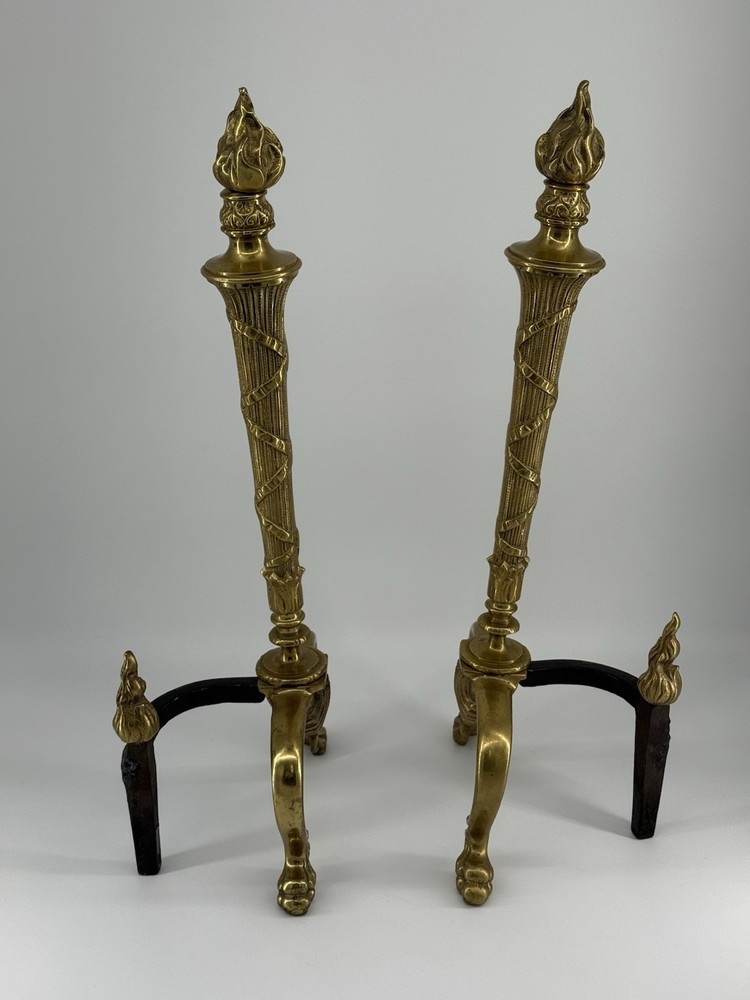 Vintage Flame Torch Andiron Set