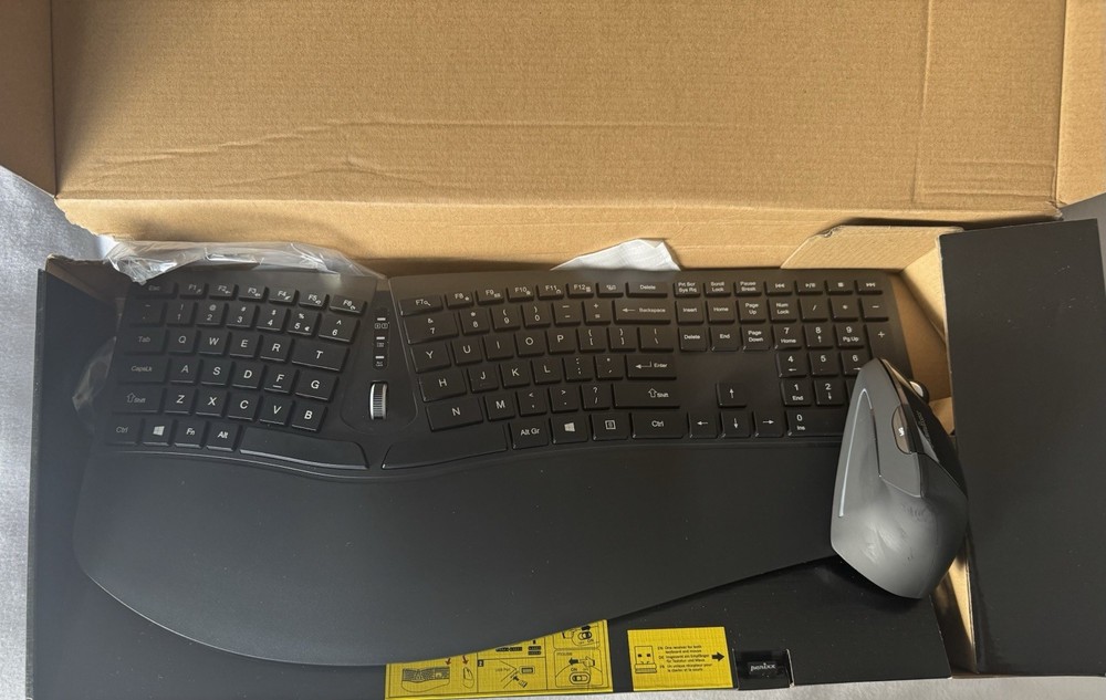 Perixx Periduo-605 Wireless Ergonomic Split Keyboard Vertical Mouse Combo Black