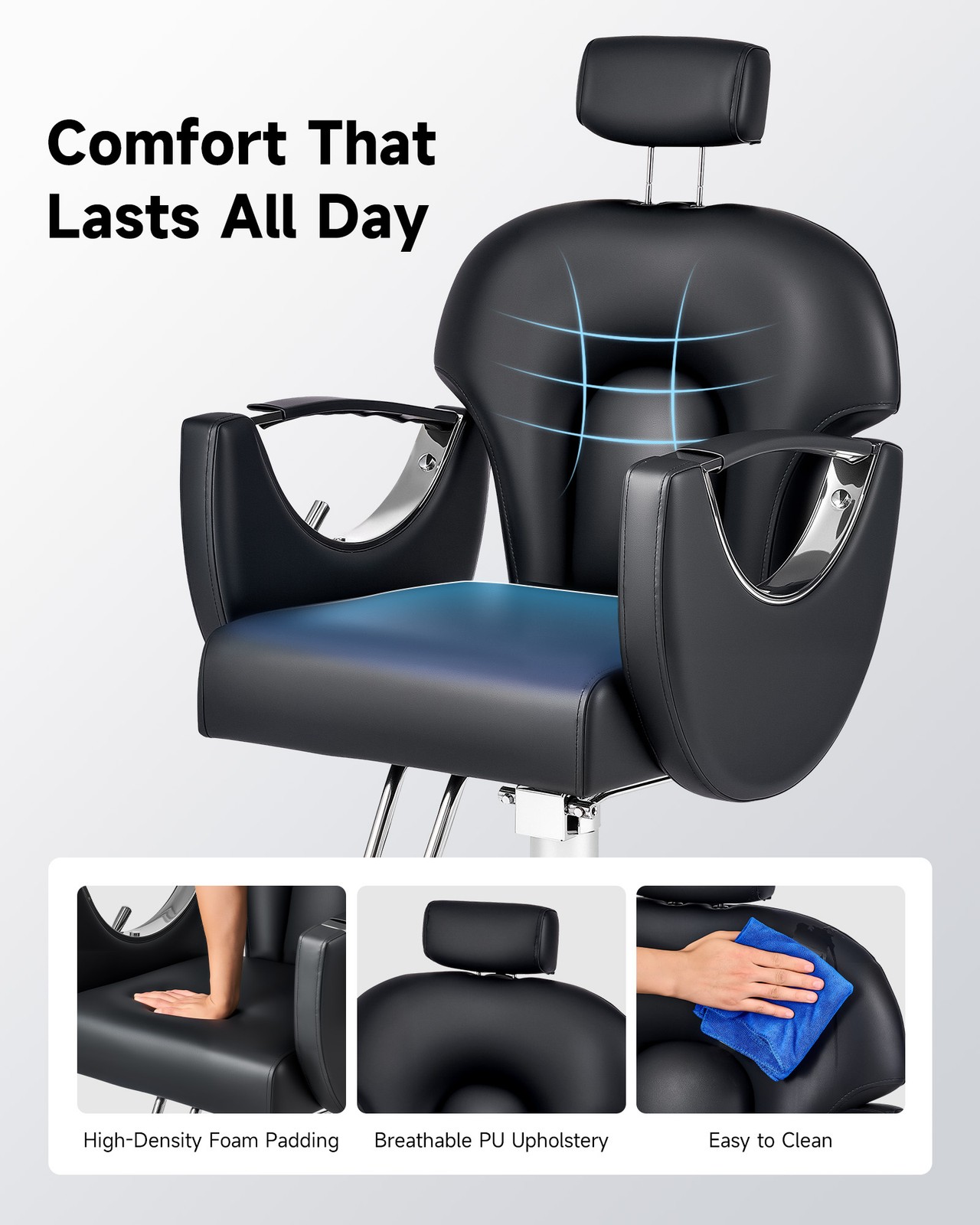 360° Styling All Purpose Hydraulic Black Reclining Barber Chair Salon Beauty Spa
