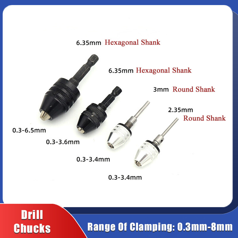 0.3mm-8mm Quick Change Three-jaw Drill Chucks Electric Grinder Hexagonal / Round