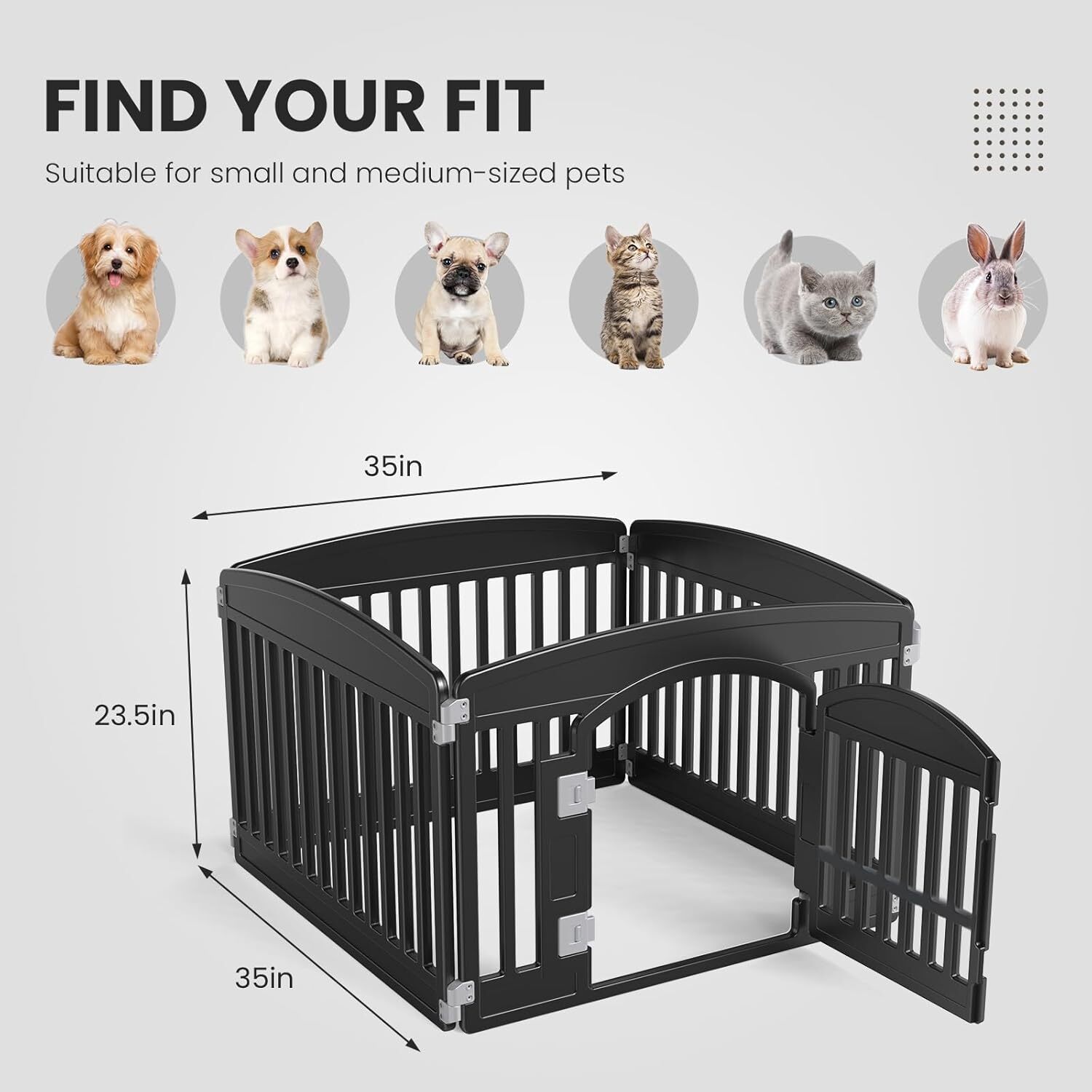 Dogs Cat Playpen Pet Fence Sturdy Plastic - Safe Lockable Door - Indoor Outdoor