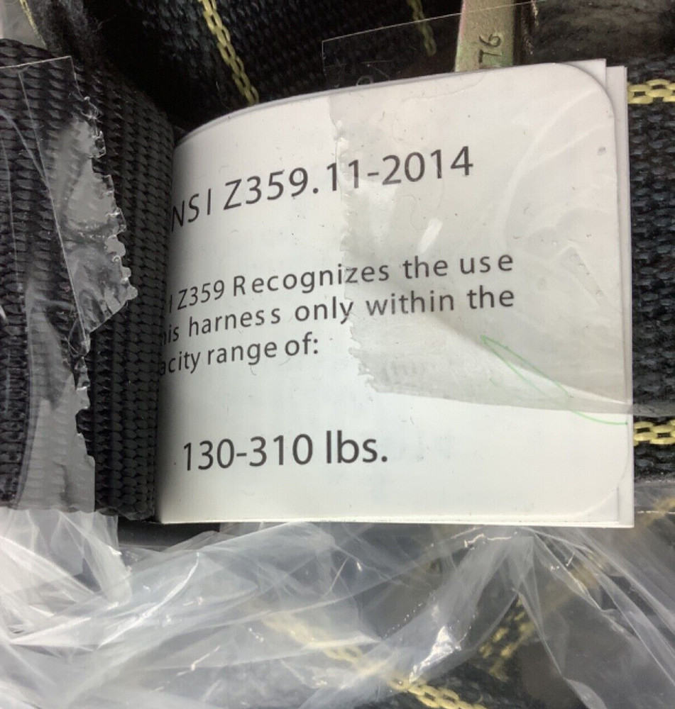 MSA Safety Harness Standard (130 to 310 lbs) Polyester Strap Black