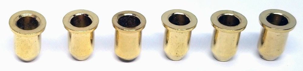 6 Gold Guitar String Through Body Ferrules #2