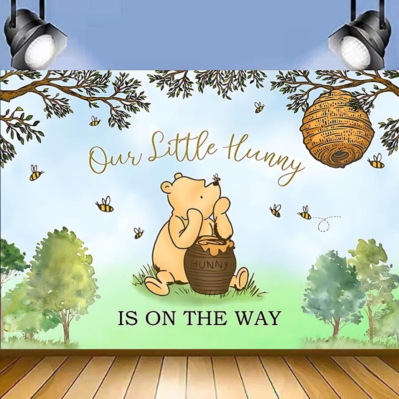 Classic Winnie The Pooh Baby Shower Backdrop Bee Birthday Party Photo Background