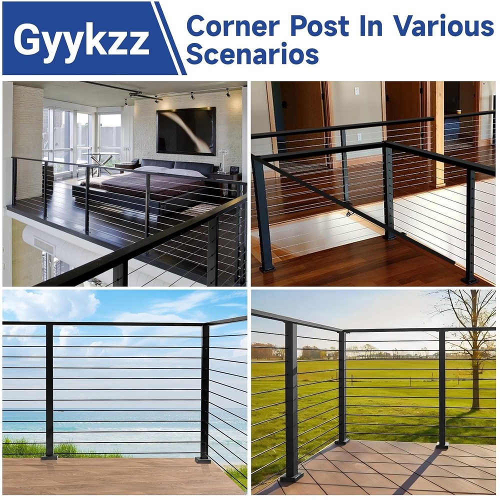 Corner Post Cable Railing 42" (Post 41"x2"x2"), 90° 42", 1 x