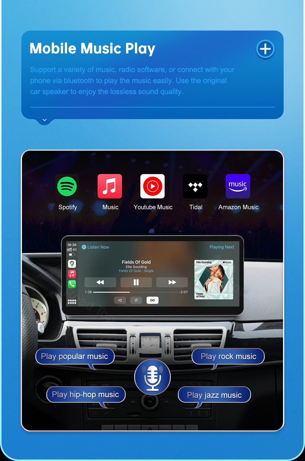 12.3"Android Auto Carplay Screen for Mercedes Benz E Class W212 2012-2015 NTG4.5