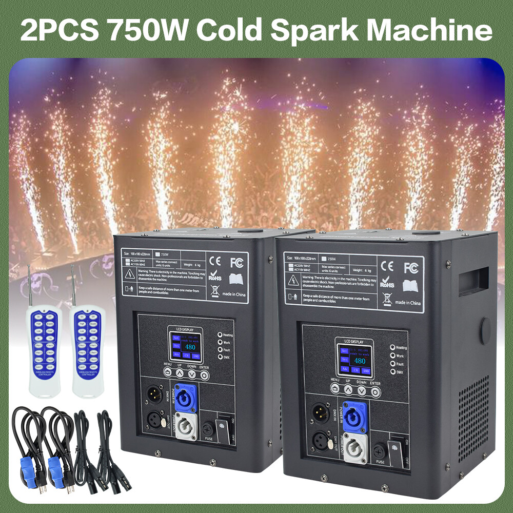 2pcs 750W Cold Spark Machine Stage Effect DMX Firework DJ Event Party Wedding