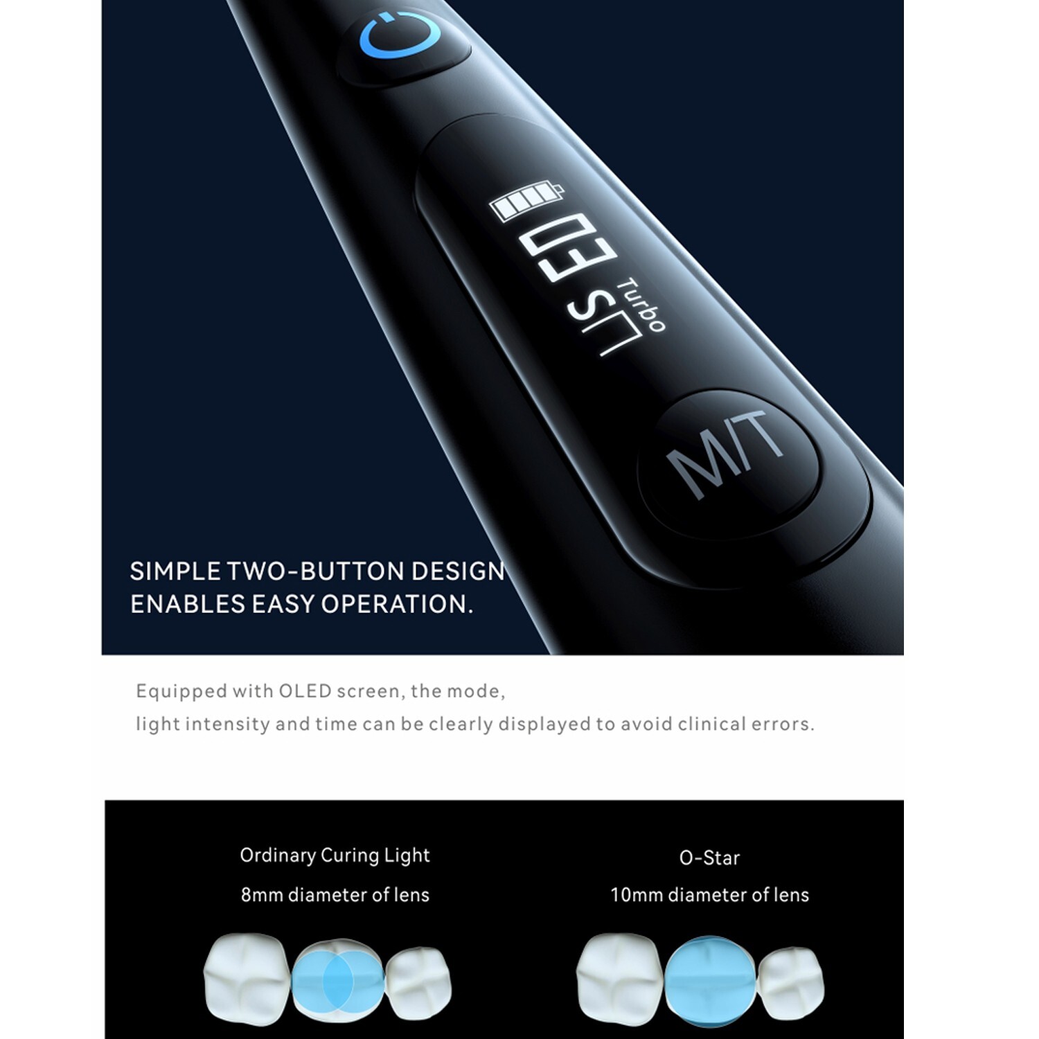 Woodpecker Dental O-Star Curing Light 1 Sec Curing 3000mw w/Light Meter 7 Models