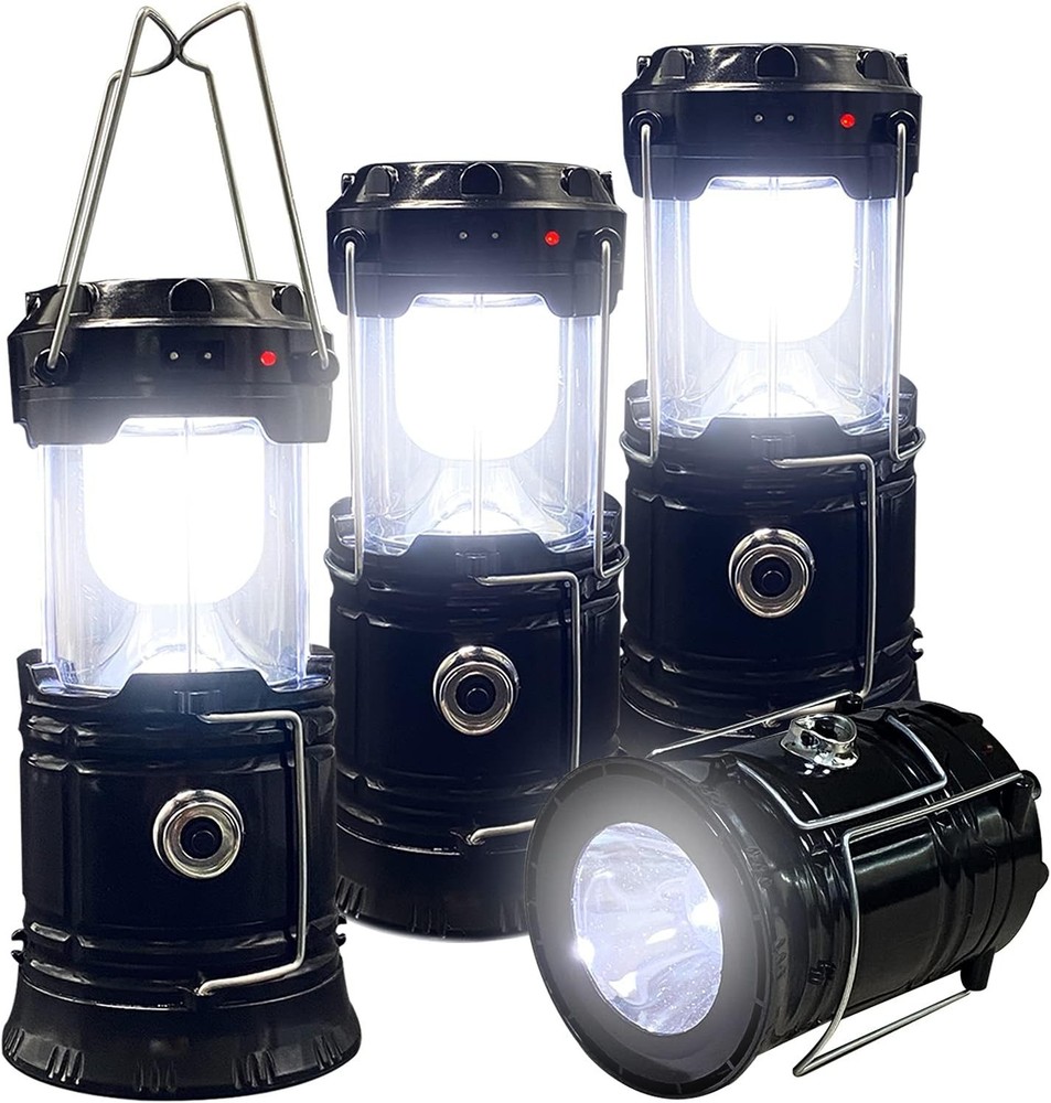 Collapsible LED Camping Lantern 4 Pack, Solar USB Rechargeable