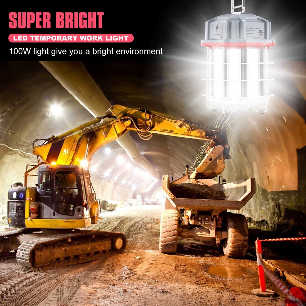 100W LED Temporary Construction Lights-Linkable Work Light 14500LM with US Plug