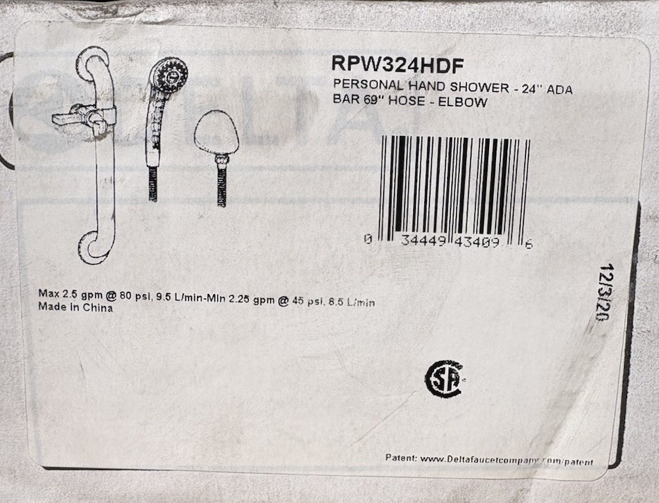 Delta RPW324HDF Single Function Handshower / Handrail Kit - Stainless