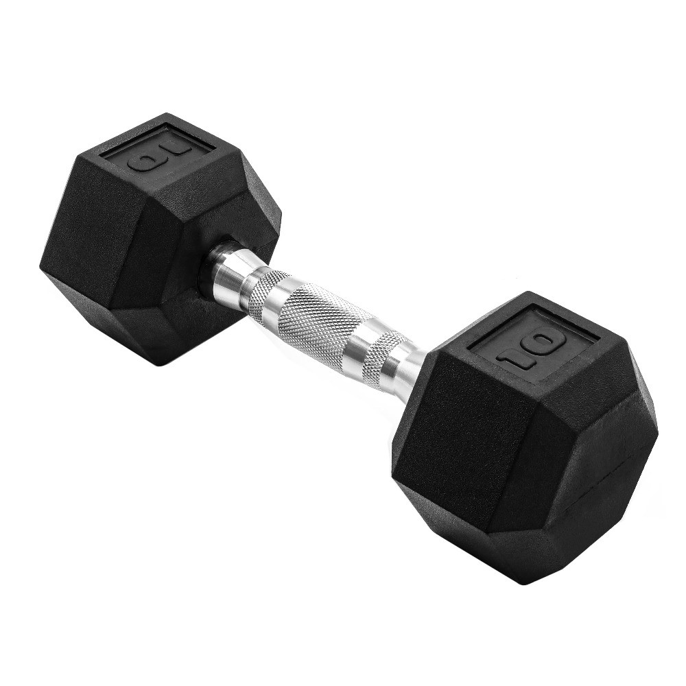 Barbell, 10lb Rubber Hex Dumbbell, Single