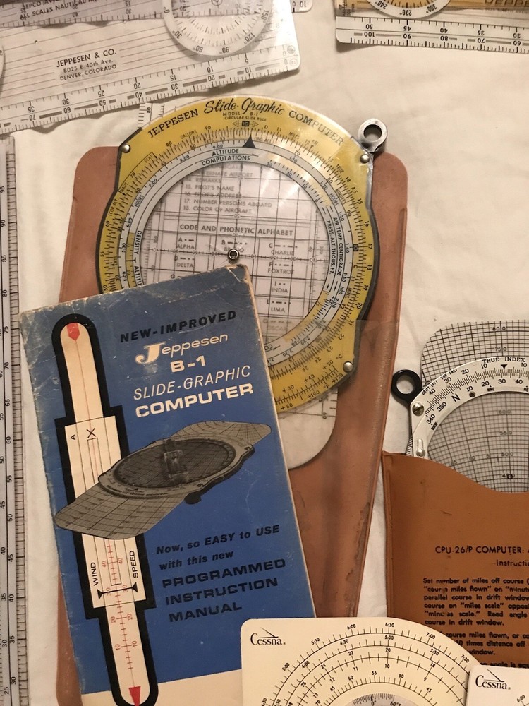 Vtg Air Navigation tools CPU ROTARY PLOTTER JEPPESEN COMPUTERS CESSNA Guides etc