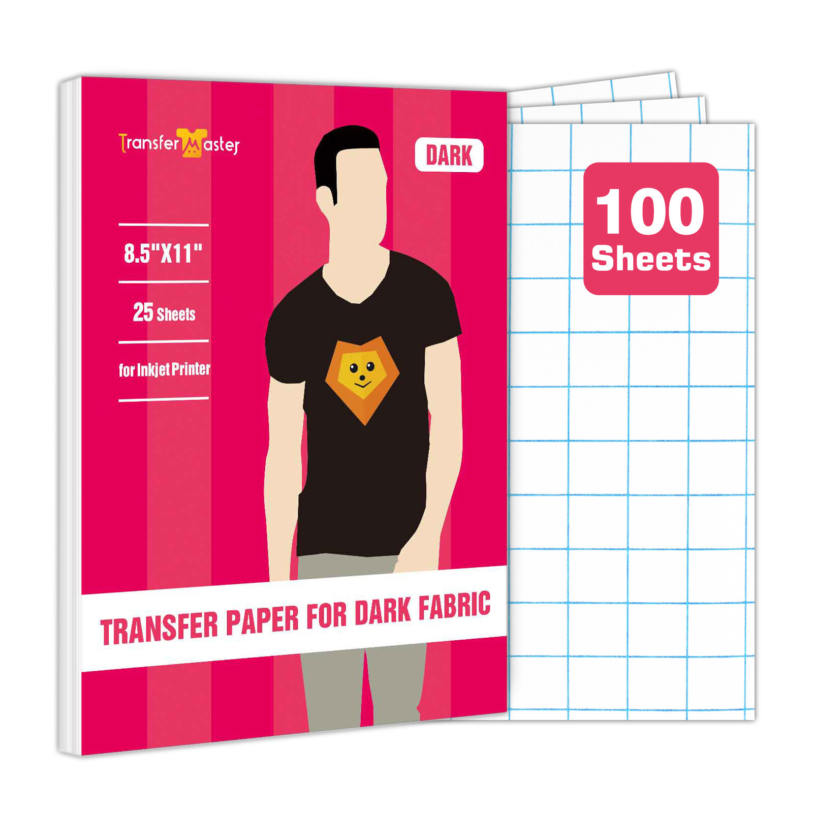 100 Sheets Bulk Inkjet Printable Heat Transfer Paper DARK Cotton Iron-on 8.5x11