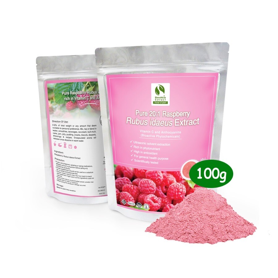 Pure Raspberry Extract Powder 100g | Boost Immune System, Vegan, No Additive