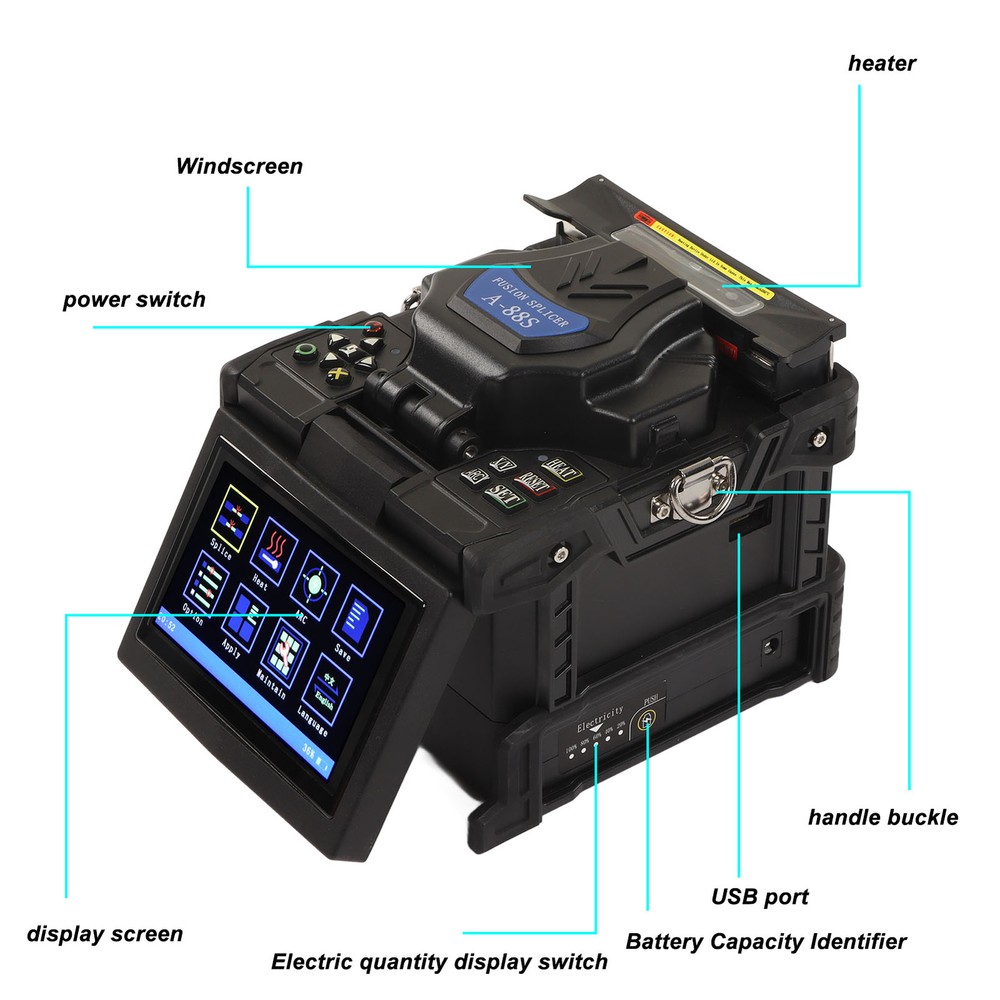 Fiber Splicer Automatic Smart 5 in HD Screen Fiber Optic Splicing Machine A-88S