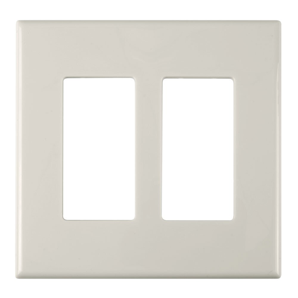 Construct Pro Double Gang Wall Plate with Screwless Face (Light Almond)