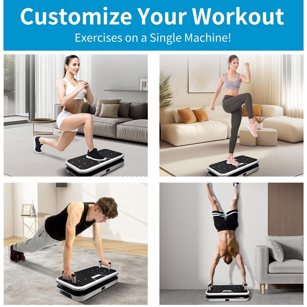 Vibration Plate Exercise Machine with Pushup Handle & Bluetooth, Full-Body Vi...