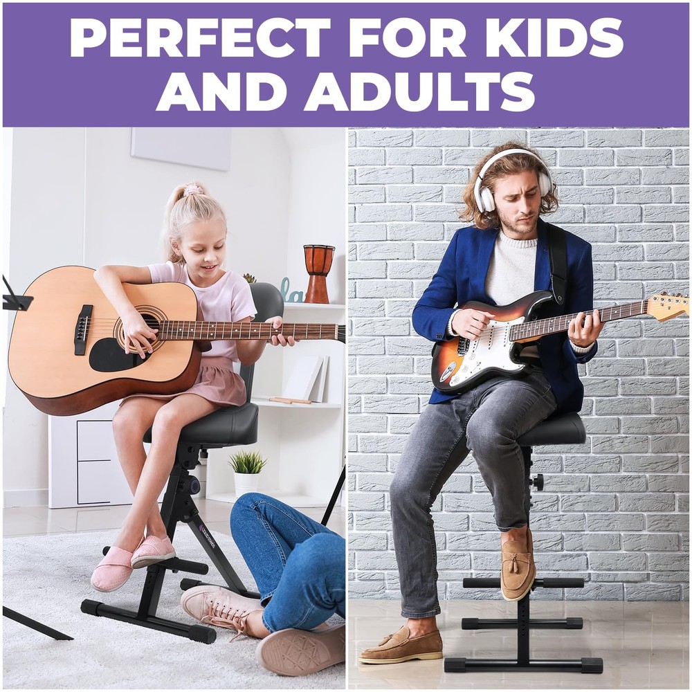 Adjustable Guitar Stool with Backrest Music Chair