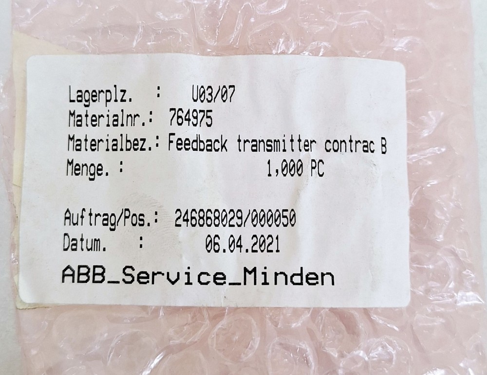 ABB 6899-4-0764975 / 020320 Feedback Transmitter