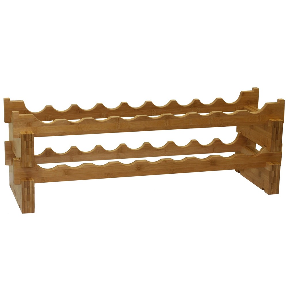 18bottle Stackable Bamboo Wine Rack