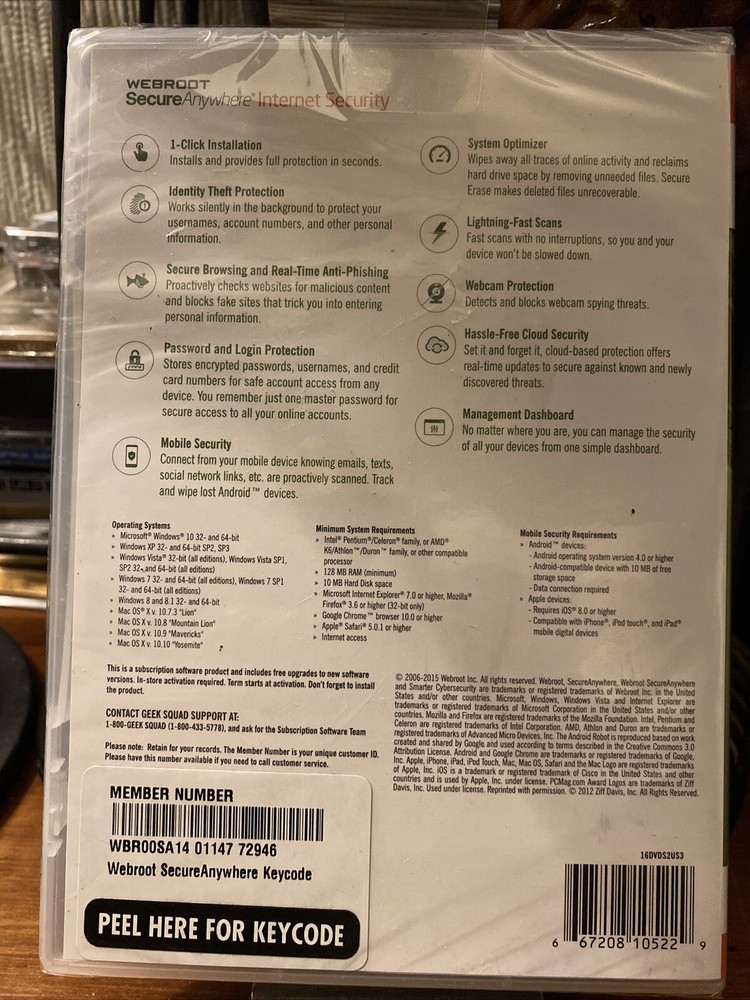 Webroot Secure Anywhere Internet Security 3 Devices For PC MAC Android Apple New