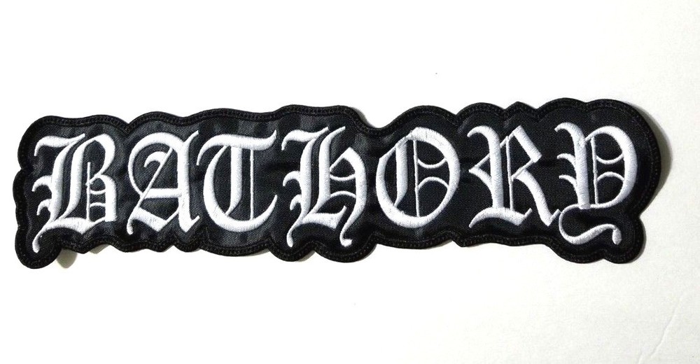 BATHORY SHAPED WHITE LOGO EMBROIDERED BACK PATCH