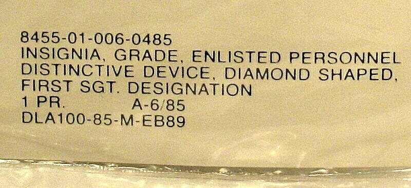 USAF US Air Force First Sergeant Diamond Insignia Pin Pair Rare Obsolete
