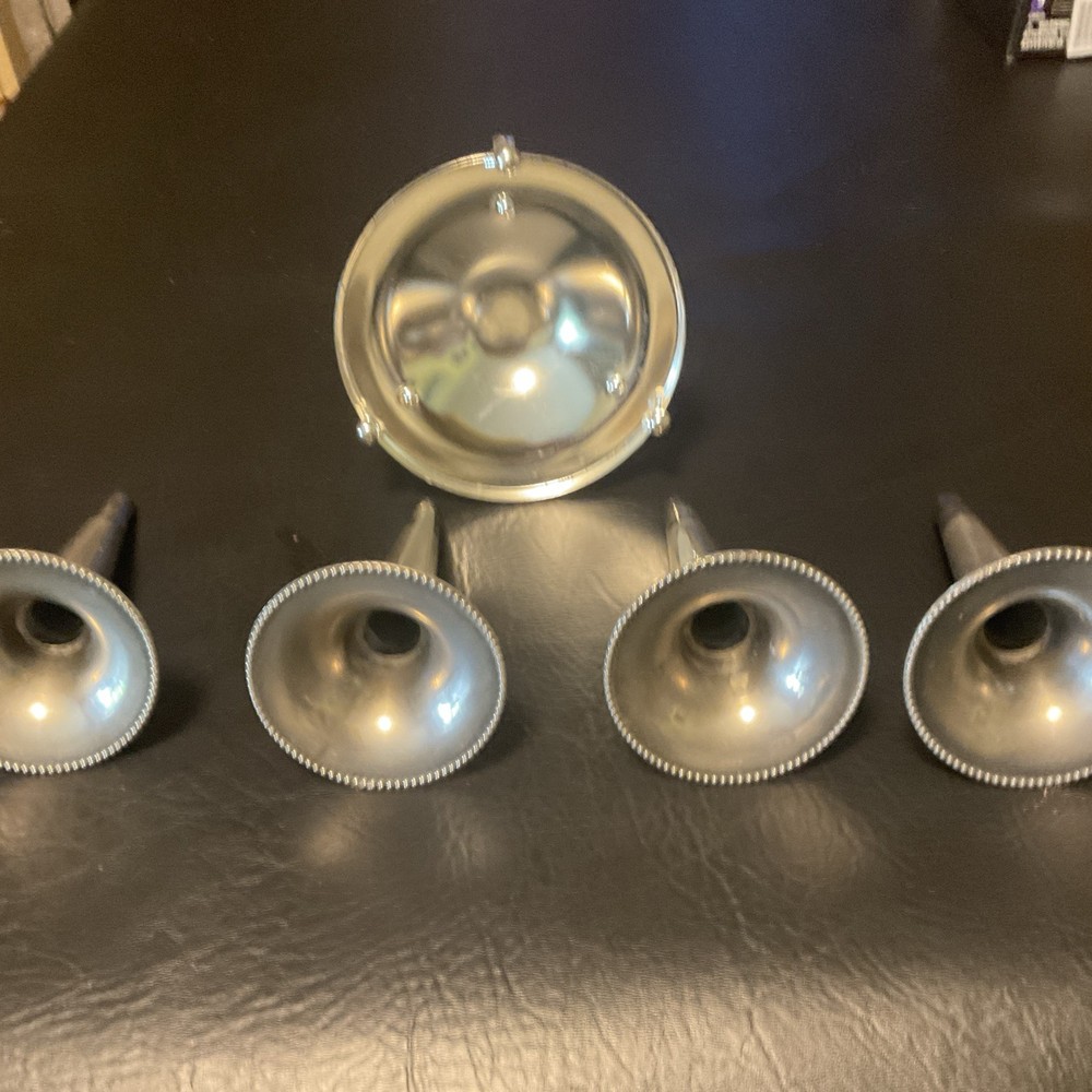 Silver 4 Flower Holder With Heavy Silver Plated Horns