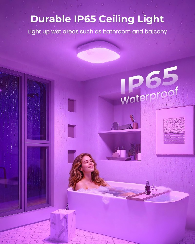 Shower Lights IP65 Waterproof, Motion Sensor Ceiling Light, Rechargeable Clos...